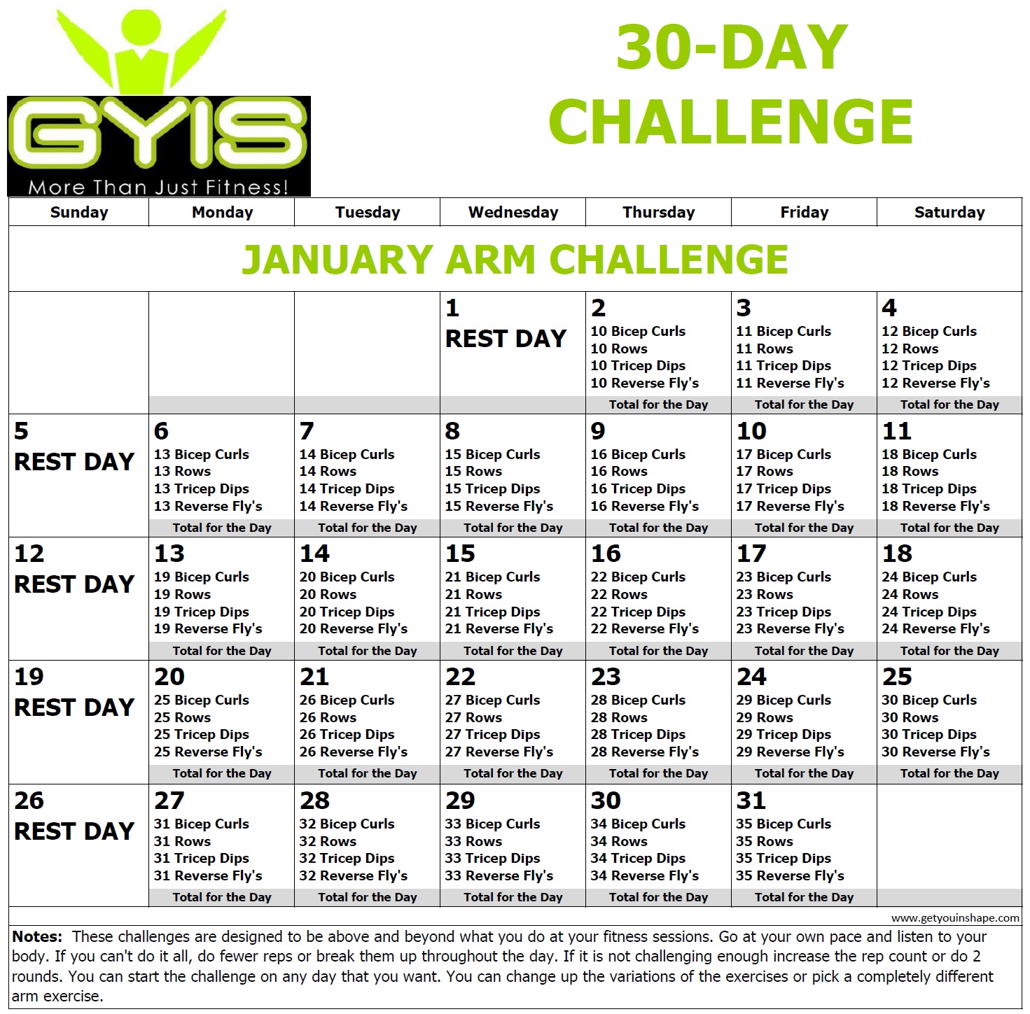 30 Day Arm Challenge Jan 20